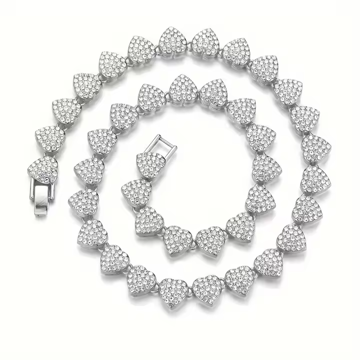 2 piezas de corazones de amor de moda para mascotas ​ Collar único brillante para perro, cadena para el cuello, lindo collar para gato, collares para perros - 1