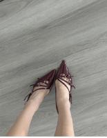 Sandalias con correa en el tobillo para mujer, zapatos de tacón alto y fino con punta estrecha, a la moda, para verano - details 3