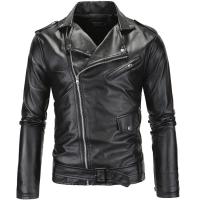 Abrigo de cuero de Pu para motocicleta, abrigo de cuero de Pu para motocicleta, versión coreana, ajustado, tendencia, hombres jóvenes y guapos, informal, con cuello levantado, Otoño e Invierno - details 2