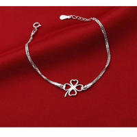 Pulsera de plata de ley  para mujer, brazalete de trébol de cuatro hojas, regalo de joyería Glamour, novedad - details 2