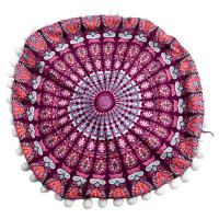 Funda de almohada redonda de Mandala para el hogar, cubierta de cojín bohemia de 40CM con estampado de flores para Hotel - details 3