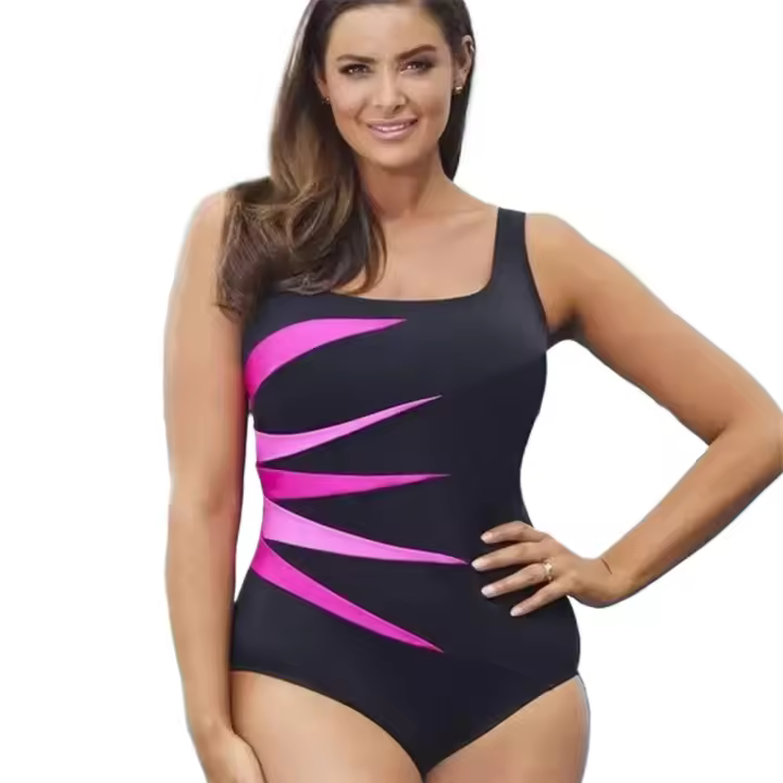 Bañador de una pieza con realce para mujer, traje de baño cerrado, talla grande 5XL - 1