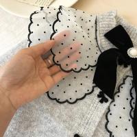 Suéter para niñas 2025 Otoño Invierno suéter de punto coreano para niña cárdigan con lazo abrigo - details 11