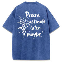 Procra Astinate Later Maybe Print-camisetas lavadas para mujer, camisetas informales de verano, Top deportivo de manga corta suave y cómodo a la moda - details 49