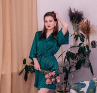 Bata de satén para mujer, lencería íntima, ropa de dormir sedosa, regalo de boda nupcial, bata de baño tipo kimono informal, camisón Sexy - details 2