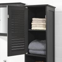 Armario para baño Alto Mueble Columna de Baño Estanterías de Baño con 2 Puertas y 1 Cajón Blanco - details 13