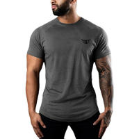 Camiseta transpirable de algodón para hombre, Camiseta con estampado sólido de 0 Cuello, manga corta, informal, culturismo, entrenamiento deportivo, Verano - details 5