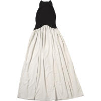 BUNO-Vestido de retazos con contraste de gato extraño para mujer, vestido Halter con espalda descubierta, sin mangas, dobladillo plisado, tendencia de vacaciones, informal, elástico, básico, ceñido largo - details 20