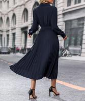 Vestido largo plisado de manga larga para mujer, elegante y hermoso, Color sólido, moda de primavera y otoño - details 12