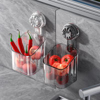 Caja de almacenamiento hueca sin perforaciones con ventosa, organizador de estante de artículos de tocador duraderos para cocina y baño - details 1