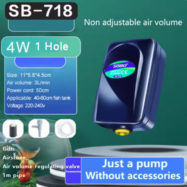 Bomba de aire de oxígeno para tanque de peces, volumen de aire ajustable, oxigenador silencioso de 1/2/4 puertos, compresor de aire de acuario de alta potencia, pez dorado - 1