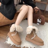 Botas de nieve para mujer, zapatos de felpa, zapatos de invierno, botas de cuero para mujer, zapatos para mujer 2025 - details 2
