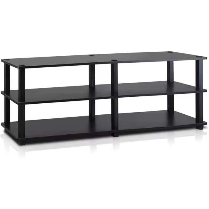 Soportes de TV sin Herramientas, Madera, Cerezo Oscuro y Negro - 1
