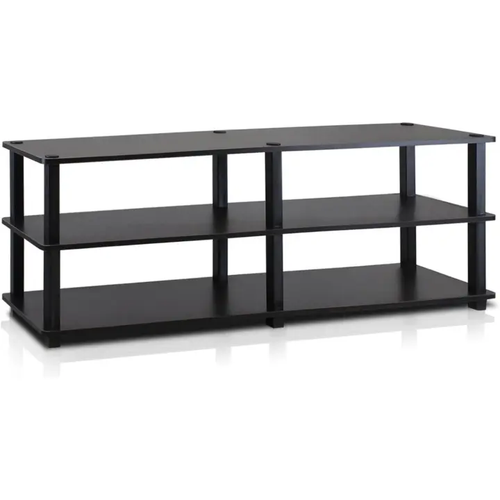 Soportes de TV sin Herramientas, Madera, Cerezo Oscuro y Negro - 1