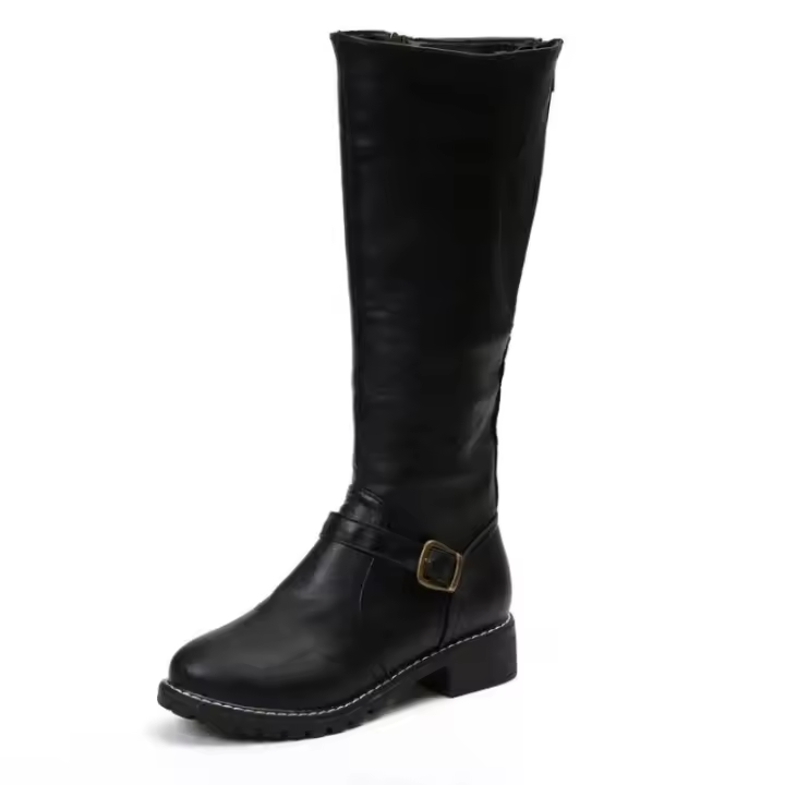Botas De Cabeza Redonda De Otoño E Invierno Para Mujer, Botas De Mujer Botas De Tacón Grueso De Color Sólido - 1