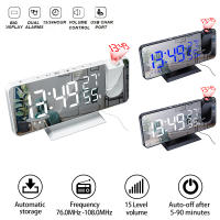 Despertador Digital LED, proyección de Radio con temperatura, humedad, reloj de espejo, pantalla de hora de cabecera multifuncional, Mesa de Color - details 5