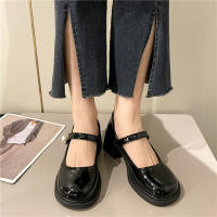 Nuevo francés retro Boca Ligera Perla cabeza redonda tacón grueso tacón alto zapatos Mary Jane - details 14
