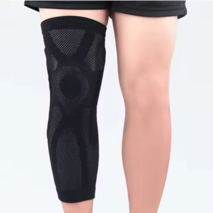 Almohadillas de Gel para rótula, funda de compresión para pierna, estabilizadores laterales, rodillera larga, rodillera, soporte antideslizante, Protector de rodilla alargado - 1