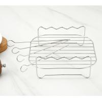 Conjunto de Parrilla para exteriores con Pinchos,Rejilla para Freidora de Aire Cuadrada,Soporte para Barbacoa de Acero Inoxidable - details 14