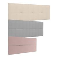 Tres ejemplos de diferentes medidas del cabecero, con tres colores diferentes, beige, gris y rosa