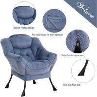 Silla perezosa con otomana, silla moderna con reposabrazos y bolsillo lateral, sillón de lectura con reposapiés para espacios pequeños, color verde afelpado - details 41