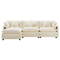 Sofá de Chenilla Tres Plazas Mueble de Ropa de Esquina con Descansabrazos - details 14