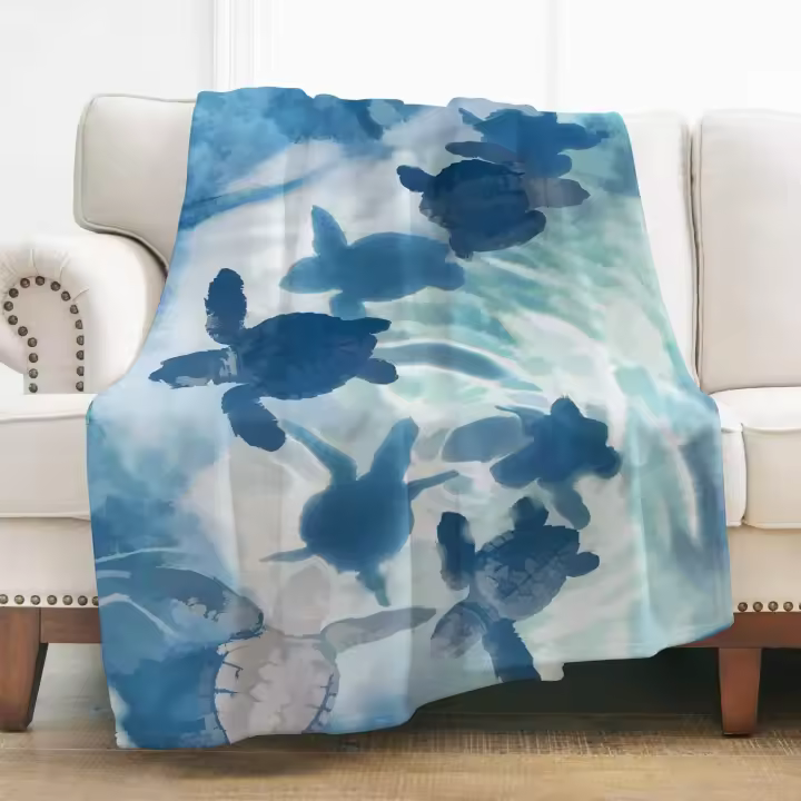 Manta de tortuga marina, regalos para mujeres y niñas, decoración de animales del océano para sofá cama, viajes, cumpleaños, Navidad, mantas ligeras de microfibra de felpa suave y acogedora para niños y adultos - 1
