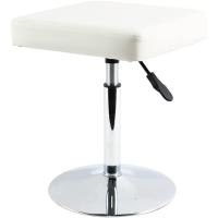 Cuadrado Cuero Silla Ocio Bar Trabajo Giratorio Ajustable en Altura Garaje sin Respaldo barbero Blanco - details 0