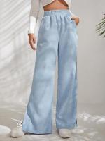 Pantalones de pana para mujer, pantalón liso con abertura, pierna recta, cintura alta, ancho, otoño, elegante y Original - details 10