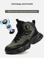 Zapatos de seguridad con botón giratorio para hombre, calzado de trabajo impermeable, botas de construcción con tiras reflectantes, punta de acero, talla 48, Invierno - details 4