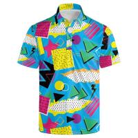 Polo hawaiano 3D para hombre, camiseta informal VIE con estampado colorido, manga corta con botón en el cuello - details 1