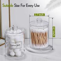 Qtip-dispensador de soporte para bola de algodón, hisopo de algodón, almohadillas redondas de algodón, juego de frascos de Boticario de plástico transparente de 10 oz, organización de almacenamiento de botes de baño, 3 paquetes - details 3
