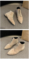 Ots cortos de estilo británico para mujer, ots de piel de color sólido con cordones, tacón grueso, talla grande, otoño e invierno - details 7