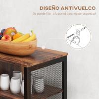 Mueble de Cocina Industrial Buffet Auxiliar con 6 Estantes Abiertos Porta Copas y Estante Ajustable para Bar Comedor 120x40x76 cm Marrón - details 5