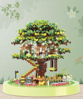Seasonal Building Block Toy Flower with Dust Cover DIY Treehouse Model Bricks with Light Ornament Romantic Gift for Girlfriend - details 3