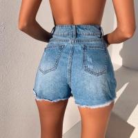 Pantalones cortos de mezclilla rasgados de cintura súper alta - details 2