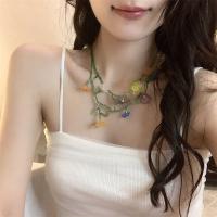 Collar de flores de resina hecho a mano, diseño minoritario de estilo coreano, pendiente colgante con cuentas, pendientes asimétricos con borlas de aleación, regalo de cumpleaños - details 8