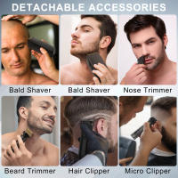 Hatteker-Juego de cortadora de pelo profesional para hombres, Afeitadora eléctrica para hombres, recortadora corporal calva, cortadora de cabello de carga rápida USB, 2 máquinas - details 4