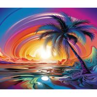 RUOPOTY Pintura al número de Árbol de Coco Sol y Noche en Lienzo Arte abstracto Pintados a mano Kits de pintura al número Decoración para el hogar 20x30cm - details 0