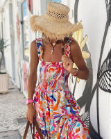 Vestido estampado de alta gama, estilo puro lujuria, falda con tirantes florales retro - details 14