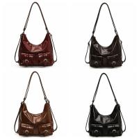 Mochilas con múltiples bolsillos de Color sólido estilo Y2K, bolso cruzado de cuero PU de gran capacidad, bolso de hombro, mochila para mujer - details 1