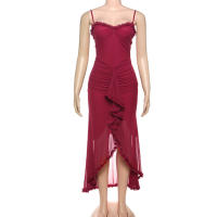 BUNO-vestidos de fiesta de malla irregulares, novedad de 2024, vestido ceñido con tirantes finos, vestido largo fruncido a la moda para mujer - details 39