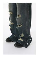 Ropa de hombre nuevo estilo calle americana agujero deshilachado industria pesada moda personalizada versátil lavado jeans sueltos tendencia - details 10