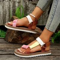 Women's Fashion Colorblock Flat Sandals Open Toe Hook & Loop Strap Non Slip Shoes Casual Outdoor Sports Sandals - details 1