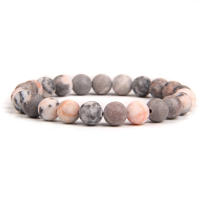 Pulsera de Piedra Mineral Zebra Rosa Frostada Natural Hecha a Mano Joyería de Meditación de Yoga - details 7