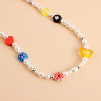 Collar de perlas de flor de cristal de corazón de cerámica suave Simple para mujer collar fresco de moda bohemia - details 5