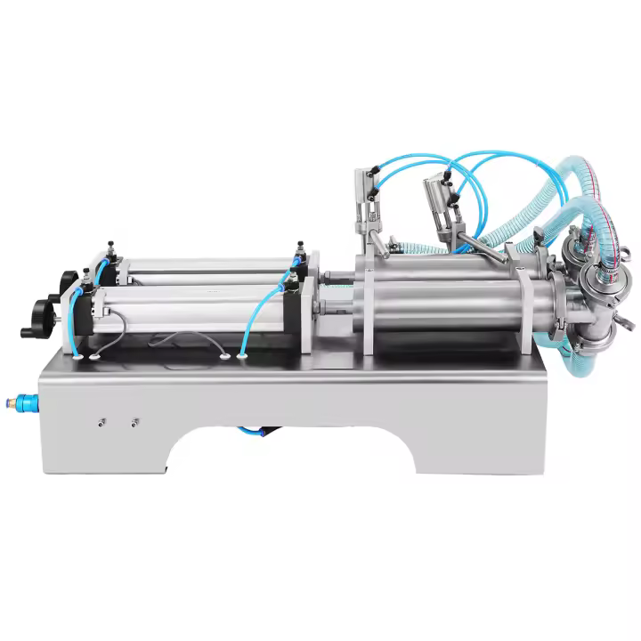 SucceBuy Máquina neumática de llenado de líquidos de 100-1000 ml, llenadora de botellas con boquillas dobles para jugo y líquido - 1