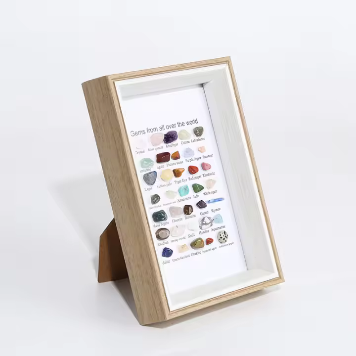 Colección de especímenes de piedras preciosas minerales de ágata de piedra Natural, marco de fotos creativo, regalo de decoración del hogar - 1