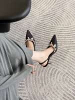 Cadena de diamantes de imitación, tacones altos, nuevo temperamento, puntiagudos, bolsa de banquete, sandalias francesas, zapatos individuales vacíos - details 5