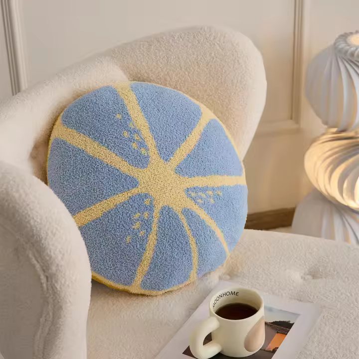 Cojín de microfibra suave y esponjoso para asiento trasero de sofá, cojín de punto, diseño Kawaii de limón, lindo, cálido, invierno - 1